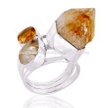 Natural Citrine And Multi Gemstone 925 Sterling Silver Ring